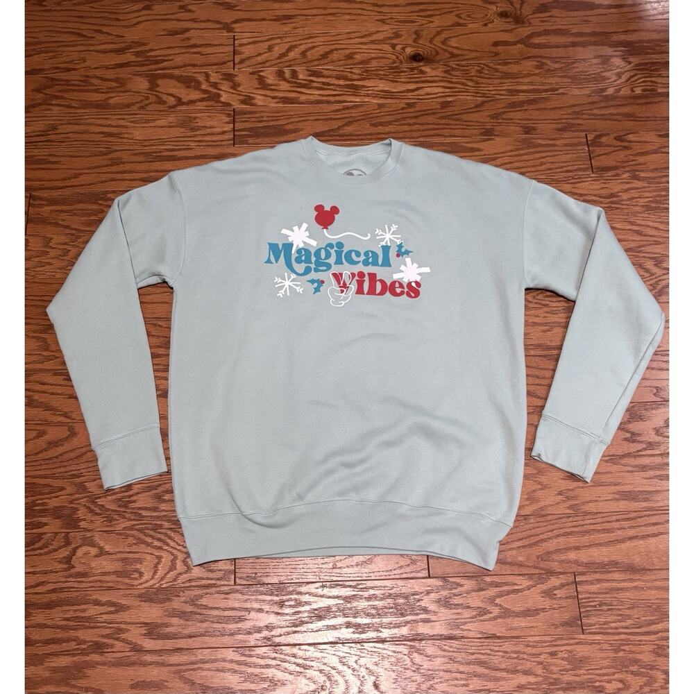 Mouse Marketplace Women's Teal Disney Winter "Magical Vibes" Sweatshirt, Sz L